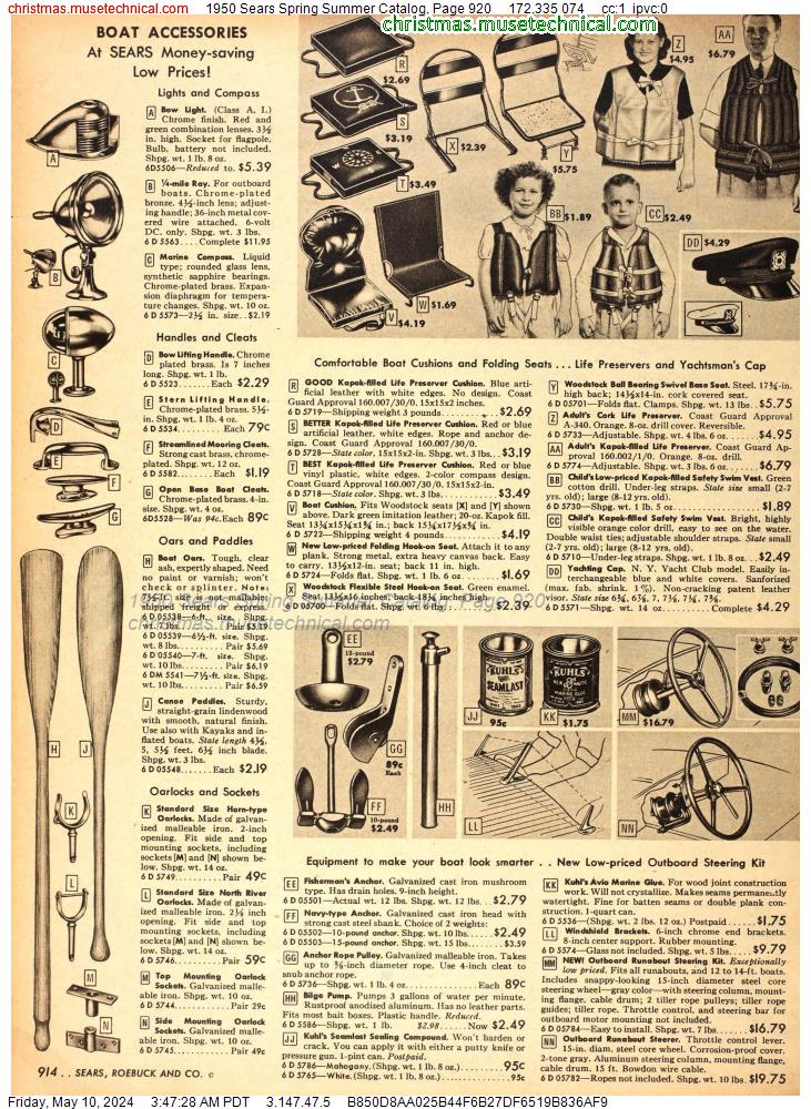 1950 Sears Spring Summer Catalog, Page 920