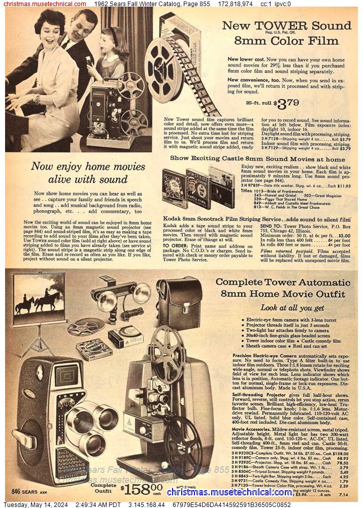 1962 Sears Fall Winter Catalog, Page 855