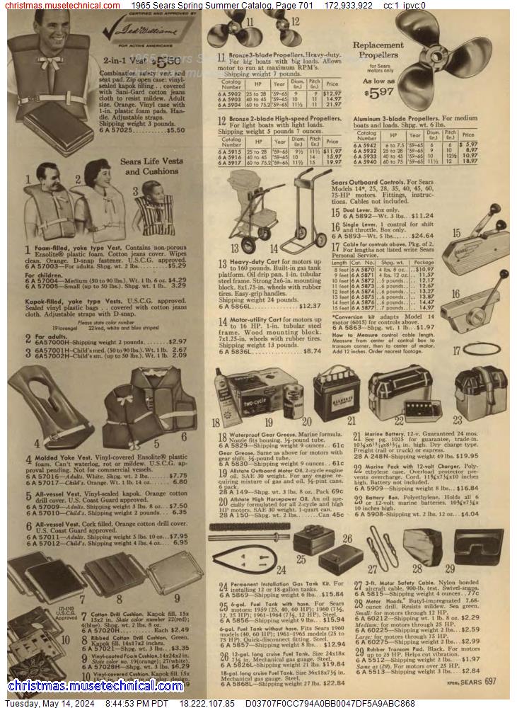 1965 Sears Spring Summer Catalog, Page 701