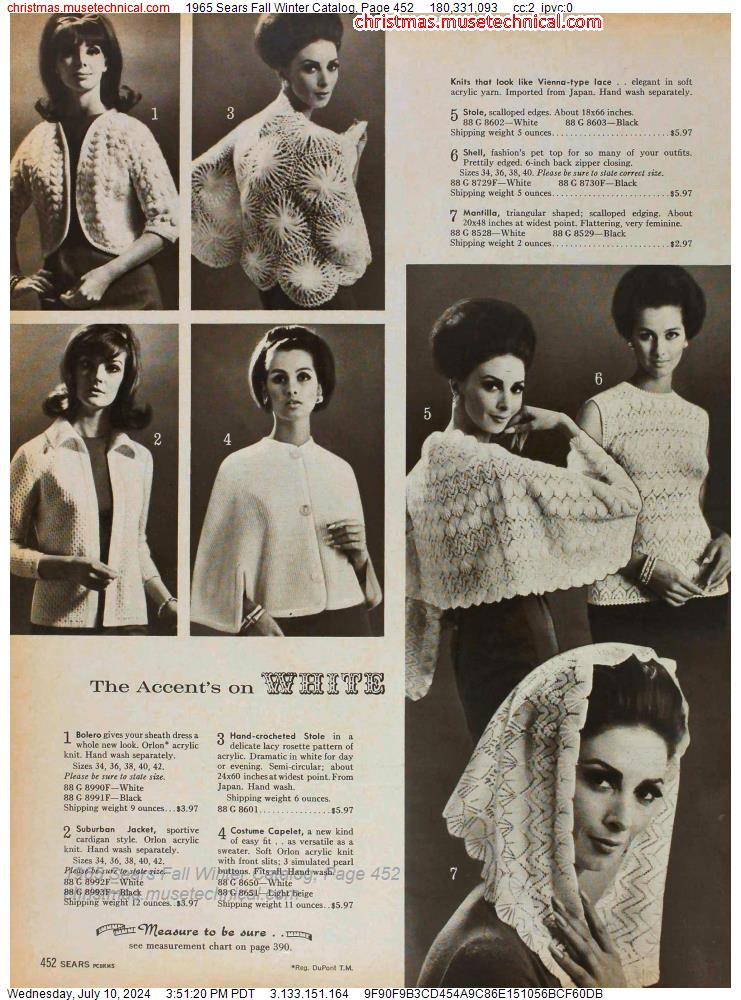 1965 Sears Fall Winter Catalog, Page 452