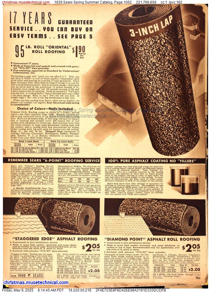 1939 Sears Spring Summer Catalog, Page 1052