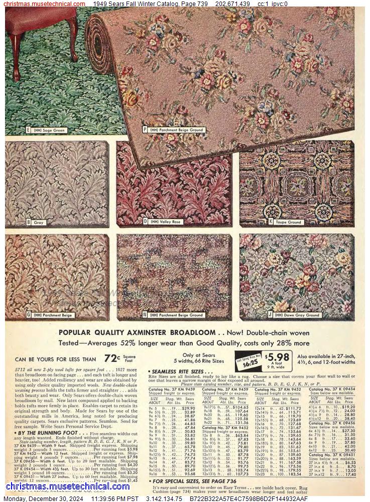 1949 Sears Fall Winter Catalog, Page 739