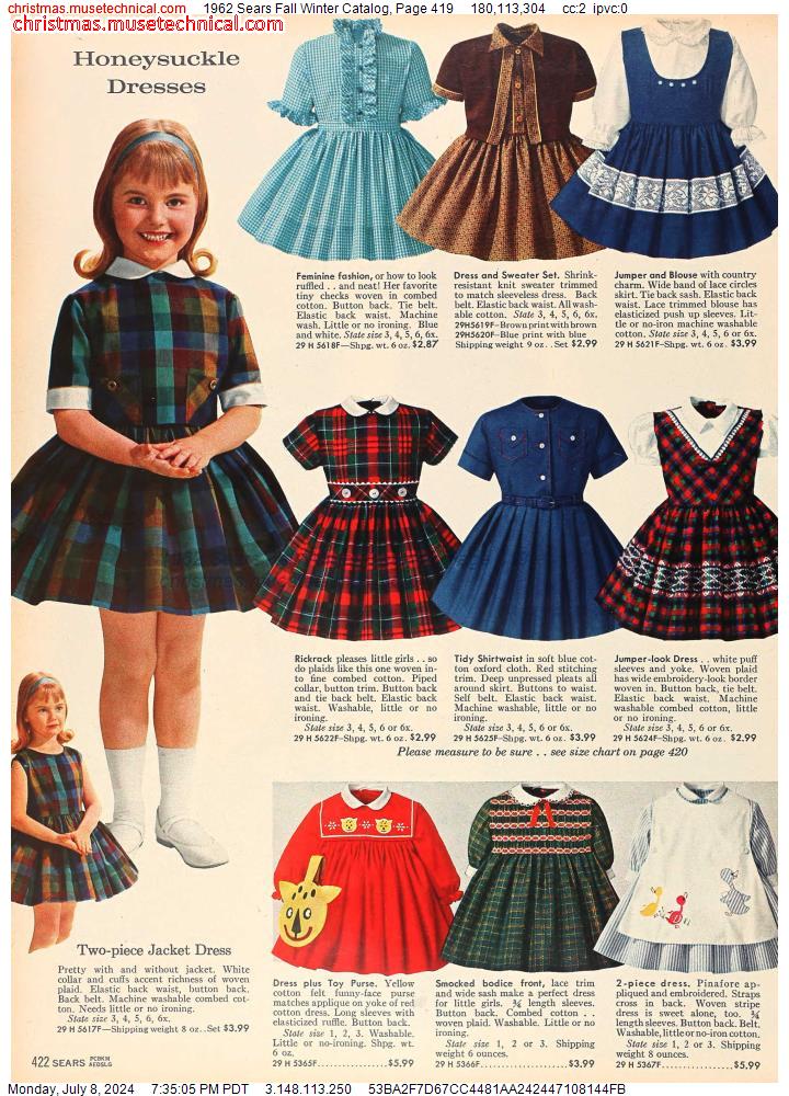 1962 Sears Fall Winter Catalog, Page 419