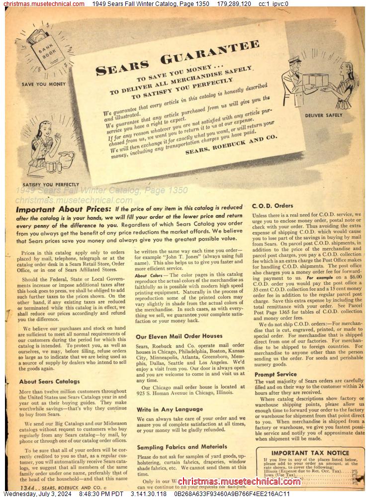 1949 Sears Fall Winter Catalog, Page 1350
