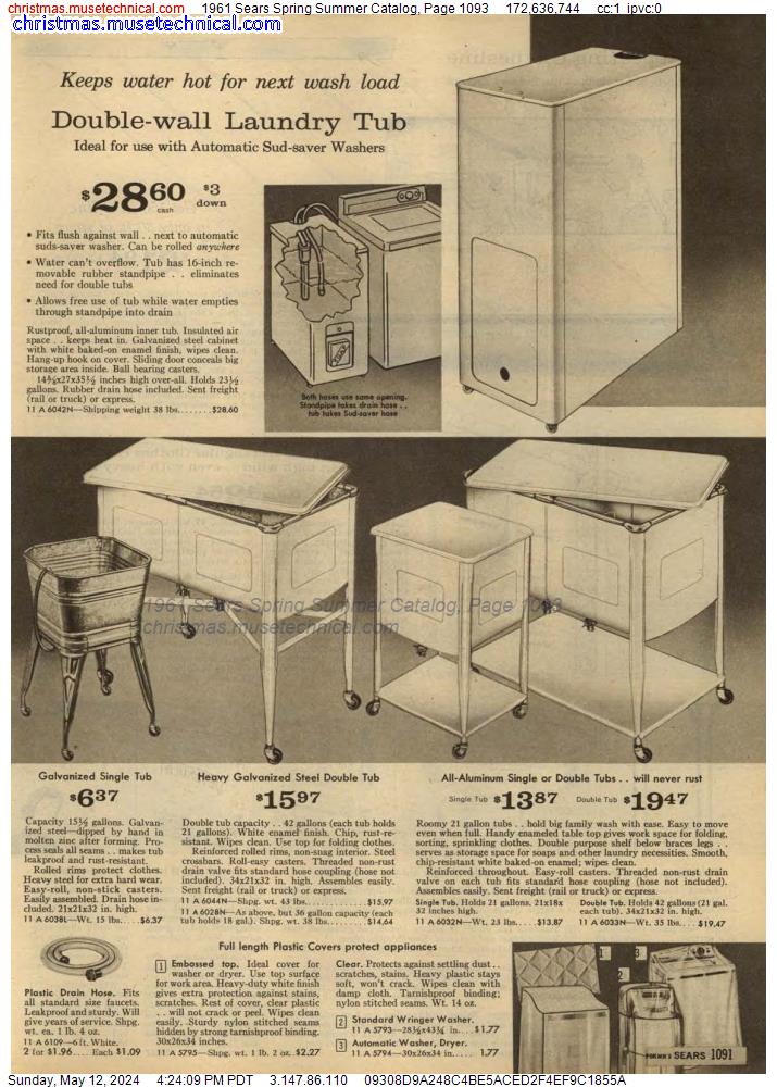 1961 Sears Spring Summer Catalog, Page 1093