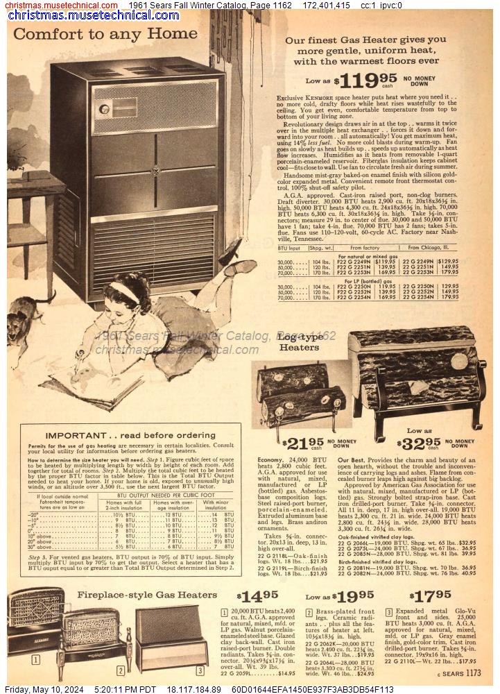 1961 Sears Fall Winter Catalog, Page 1162