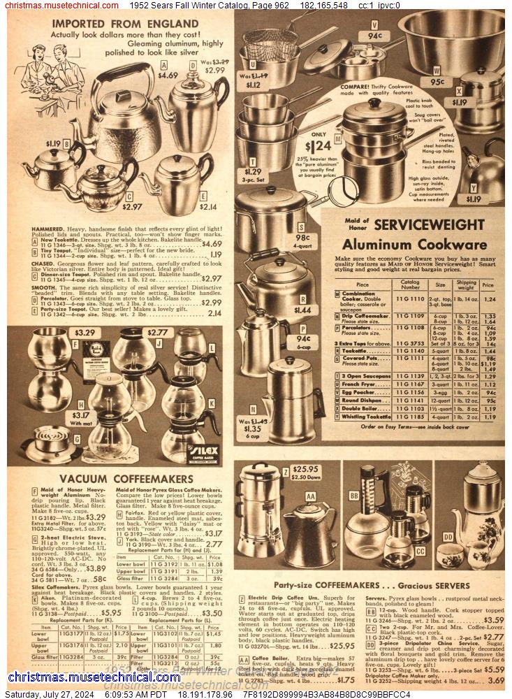 1952 Sears Fall Winter Catalog, Page 962