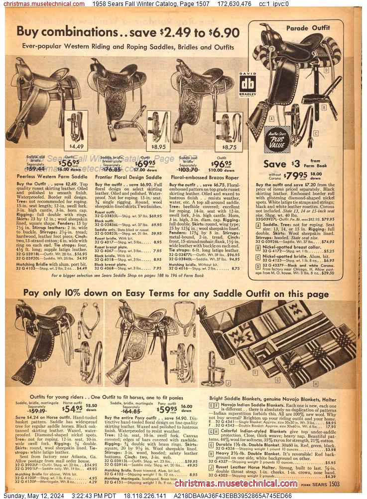 1958 Sears Fall Winter Catalog, Page 1507