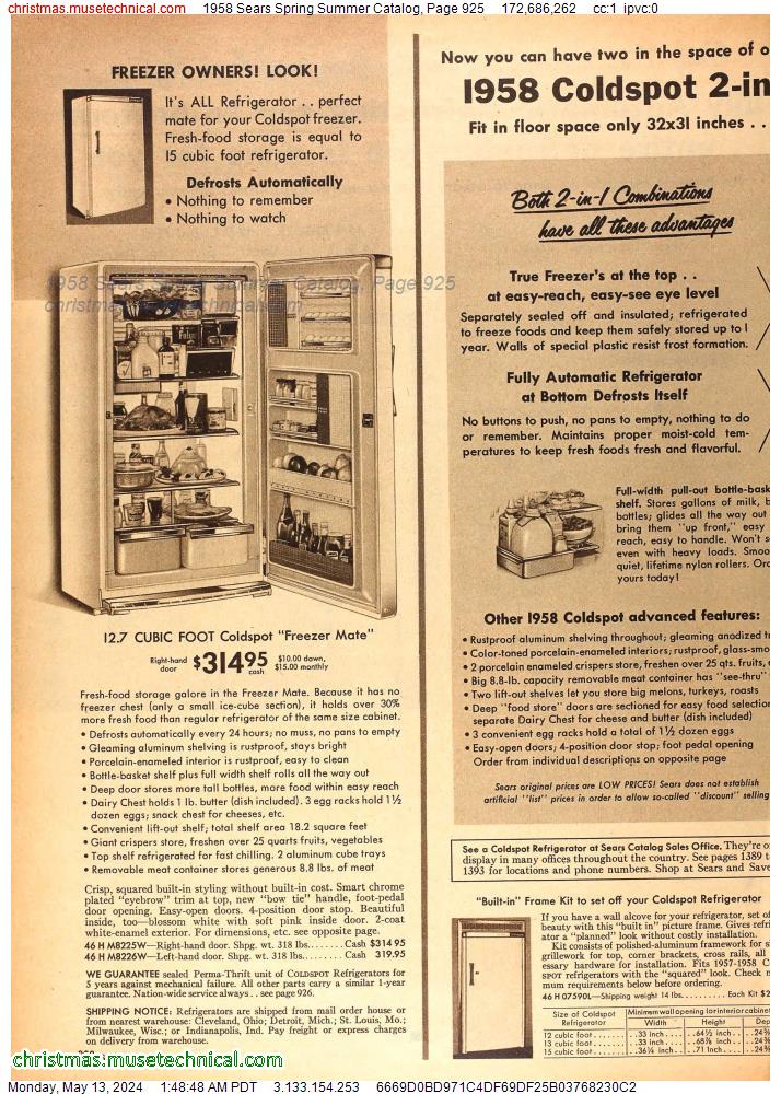 1958 Sears Spring Summer Catalog, Page 925