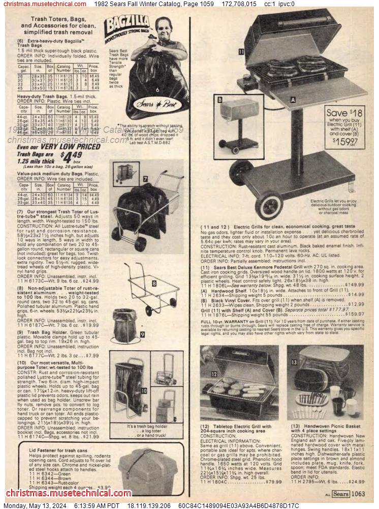 1982 Sears Fall Winter Catalog, Page 1059