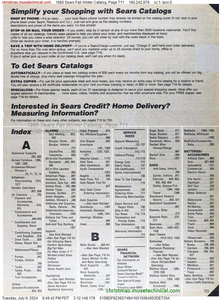 1985 Sears Fall Winter Catalog, Page 711