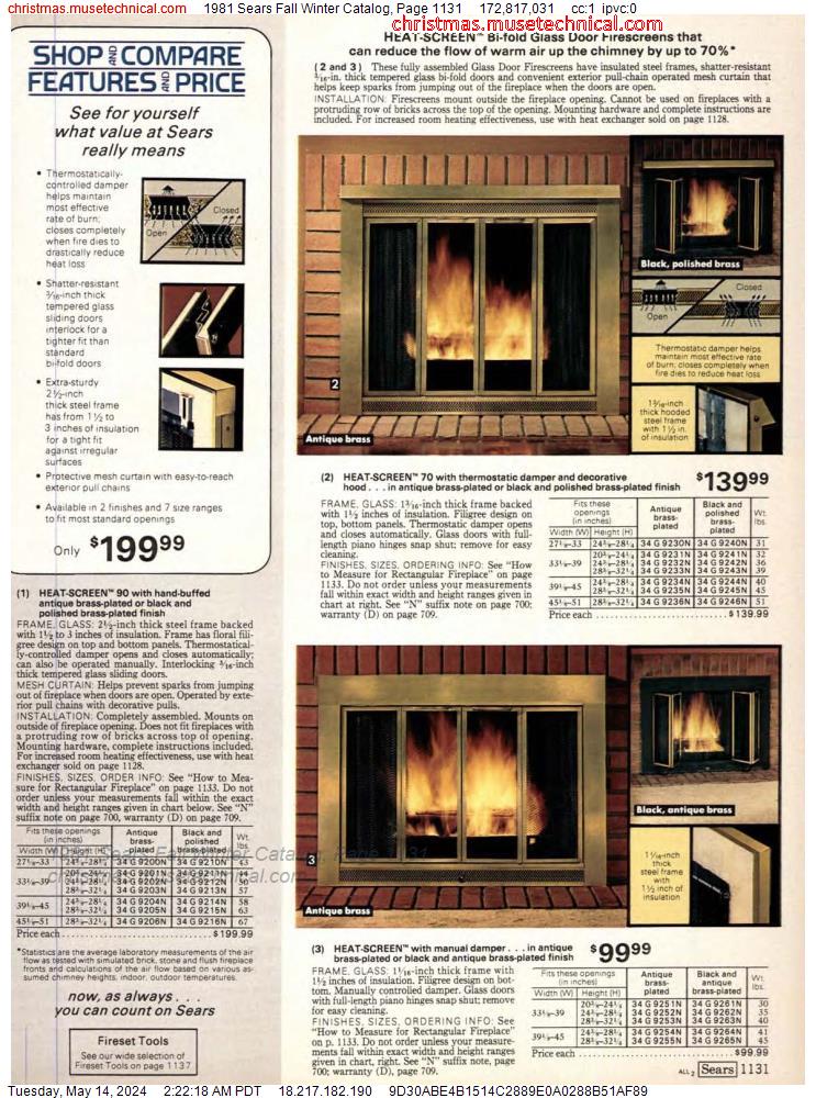 1981 Sears Fall Winter Catalog, Page 1131