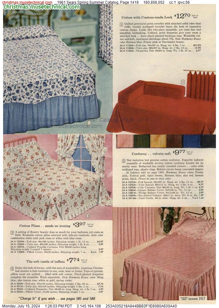 1961 Sears Spring Summer Catalog, Page 1419