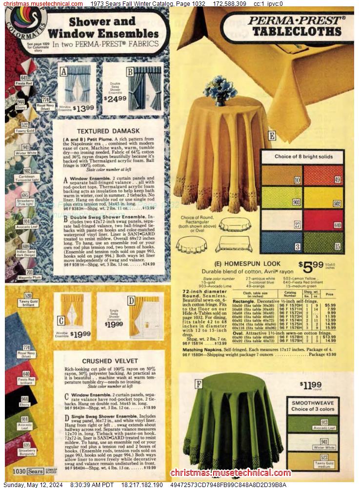 1973 Sears Fall Winter Catalog, Page 1032