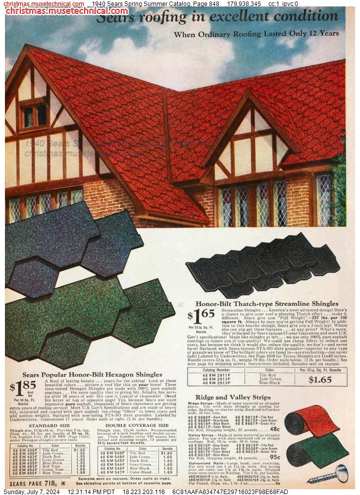 1940 Sears Spring Summer Catalog, Page 848