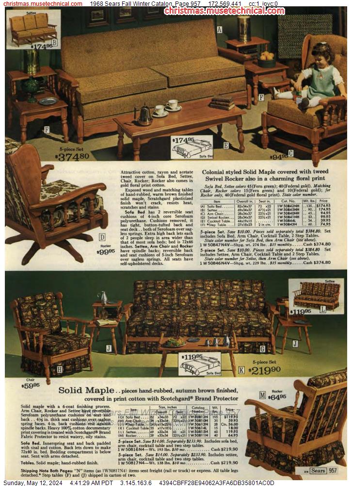 1968 Sears Fall Winter Catalog, Page 957
