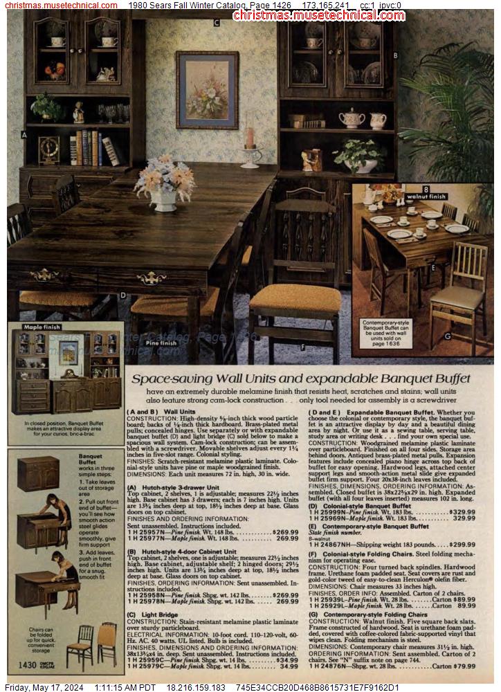 1980 Sears Fall Winter Catalog, Page 1426