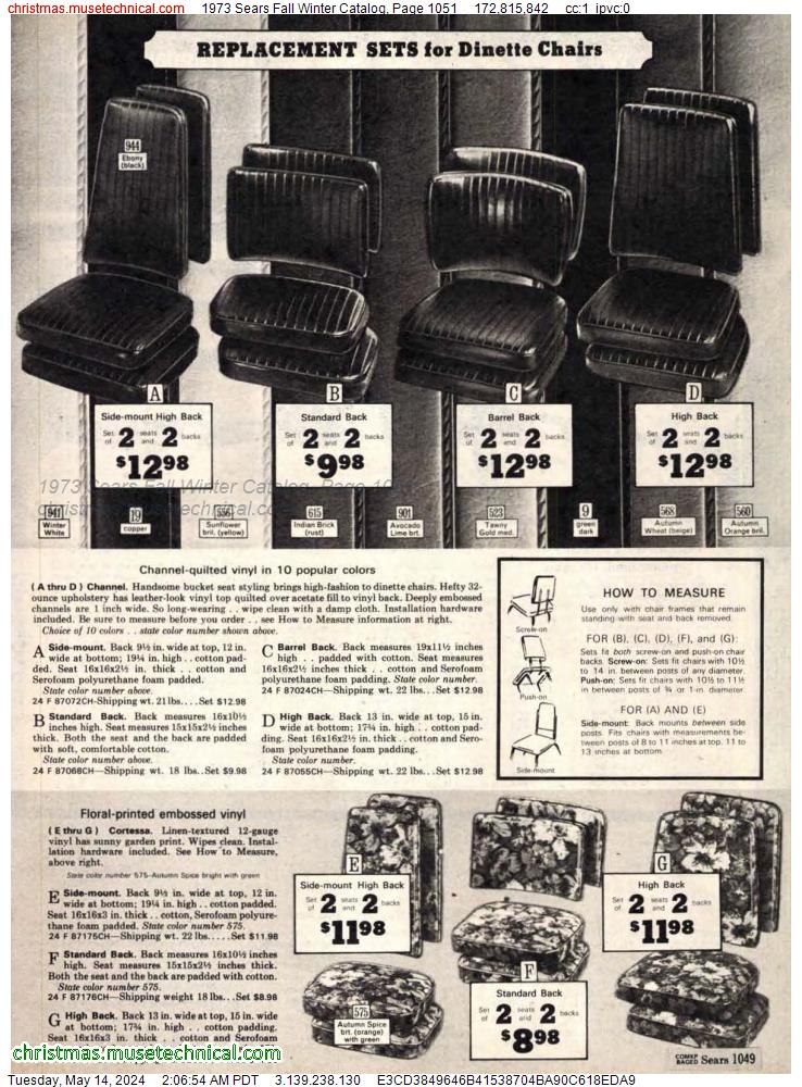 1973 Sears Fall Winter Catalog, Page 1051