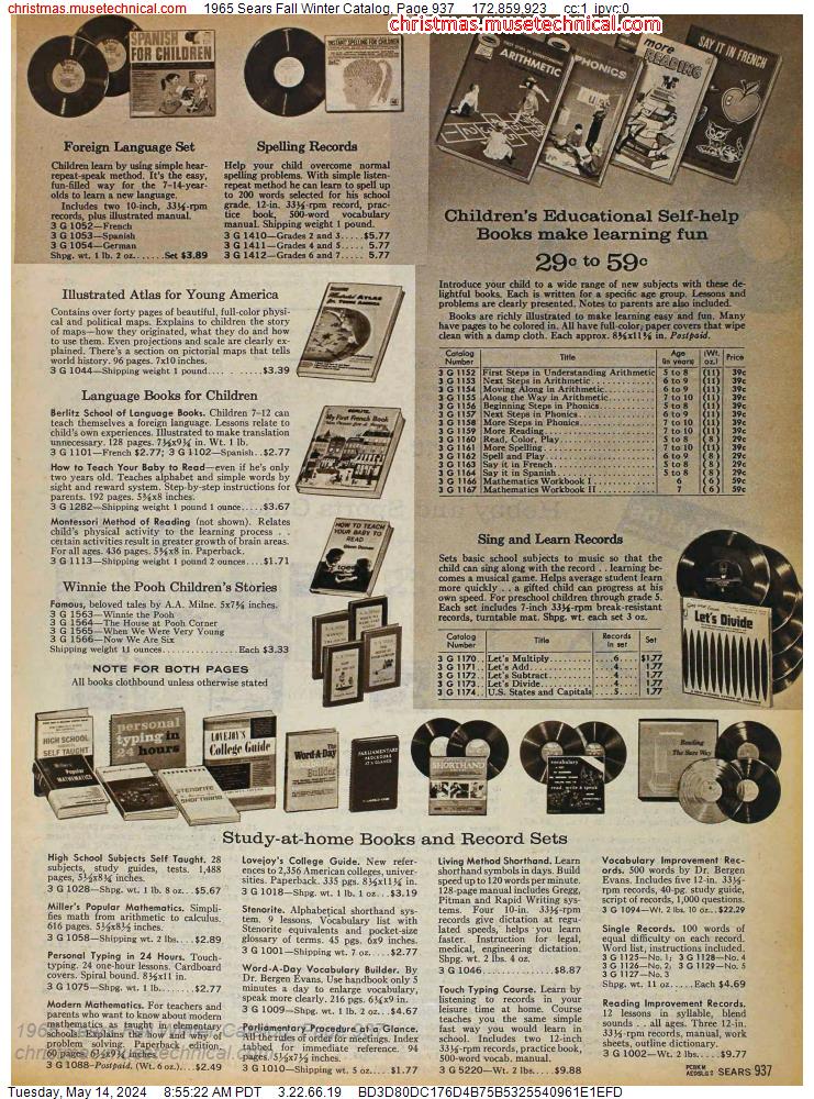 1965 Sears Fall Winter Catalog, Page 937