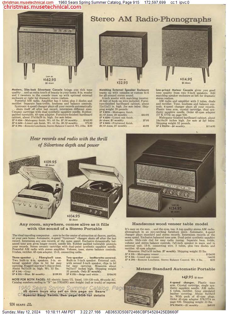 1960 Sears Spring Summer Catalog, Page 915
