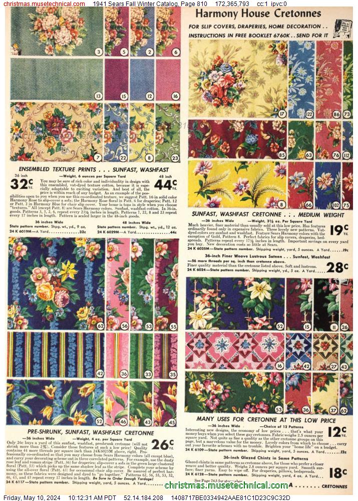 1941 Sears Fall Winter Catalog, Page 810