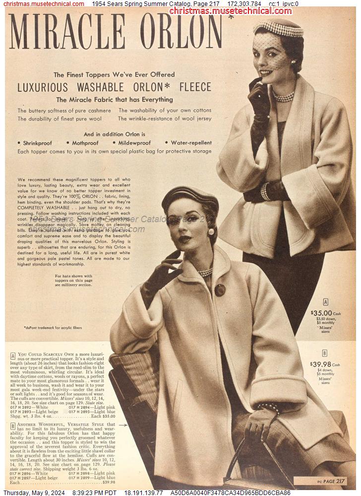 1954 Sears Spring Summer Catalog, Page 217