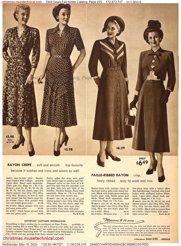 1949 Sears Fall Winter Catalog, Page 255