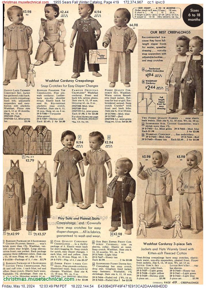 1955 Sears Fall Winter Catalog, Page 419