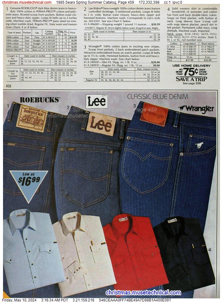 1985 Sears Spring Summer Catalog, Page 459