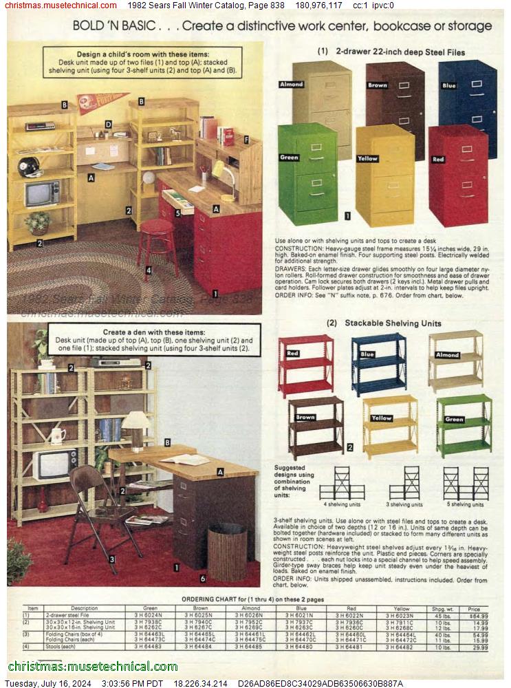 1982 Sears Fall Winter Catalog, Page 838