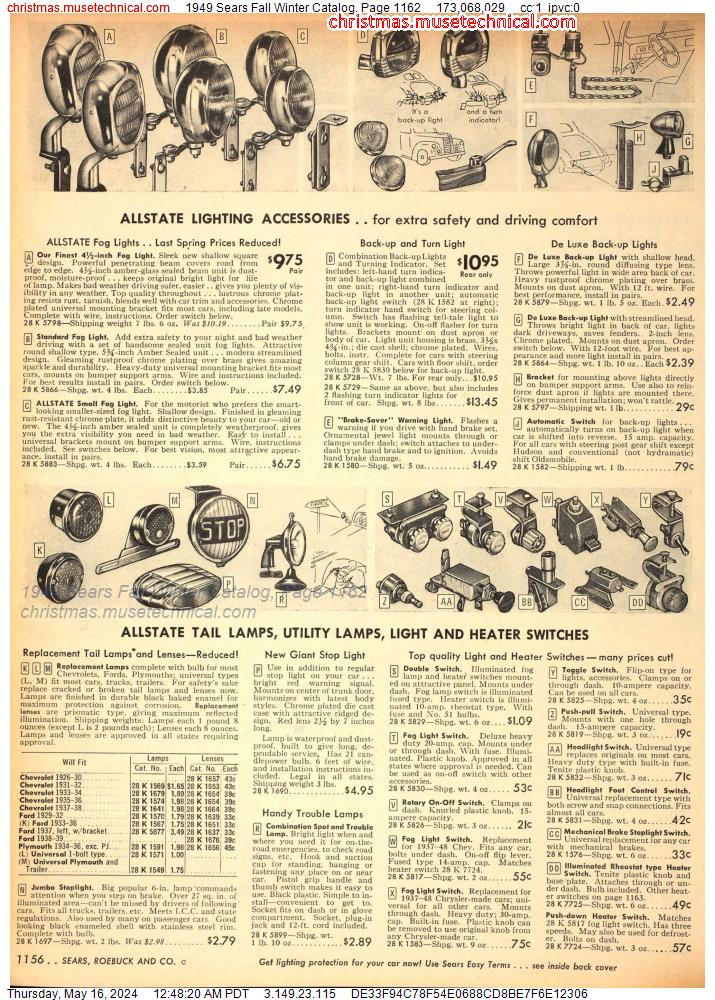 1949 Sears Fall Winter Catalog, Page 1162