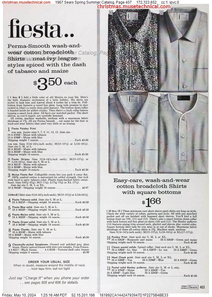 1967 Sears Spring Summer Catalog, Page 407