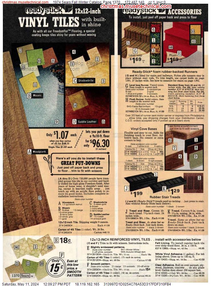 1974 Sears Fall Winter Catalog, Page 1370