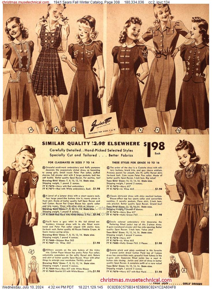 1941 Sears Fall Winter Catalog, Page 308