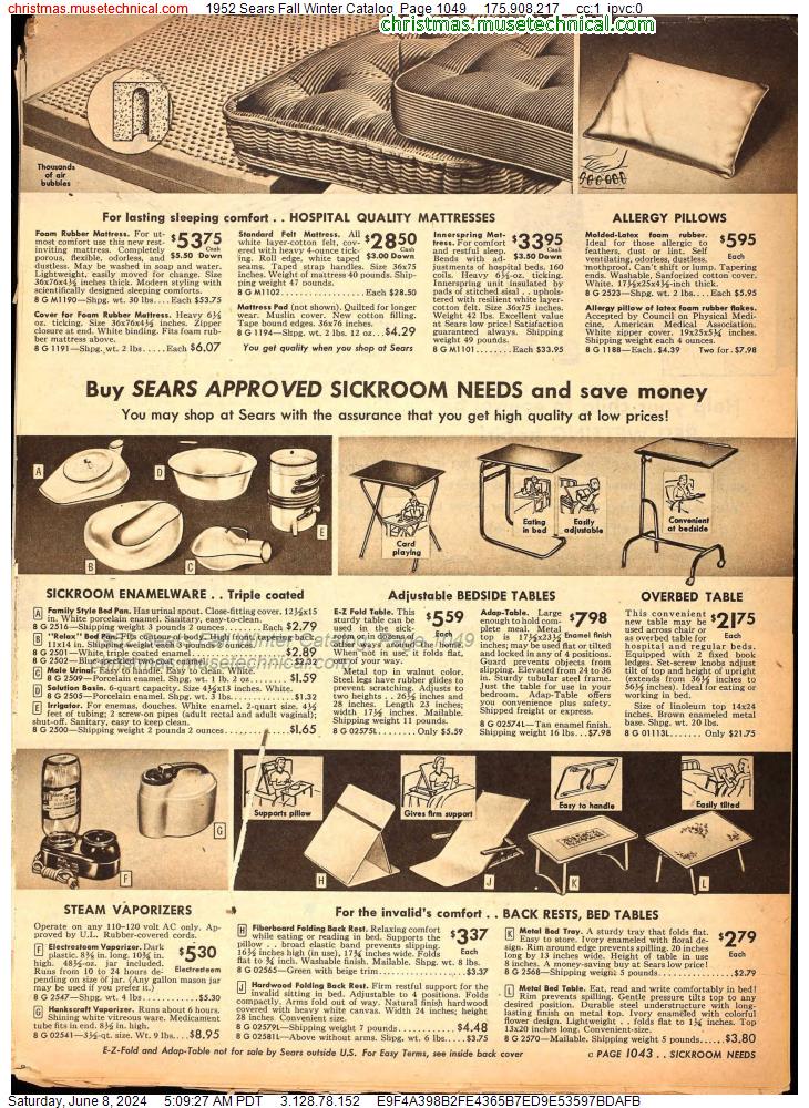 1952 Sears Fall Winter Catalog, Page 1049