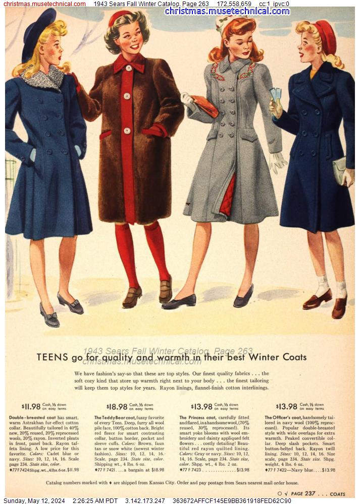 1943 Sears Fall Winter Catalog, Page 263