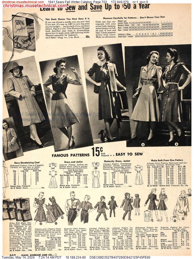 1941 Sears Fall Winter Catalog, Page 703