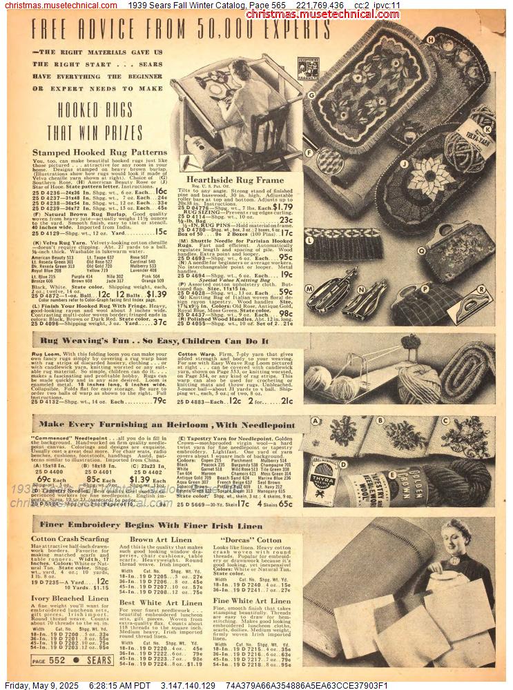 1939 Sears Fall Winter Catalog, Page 565