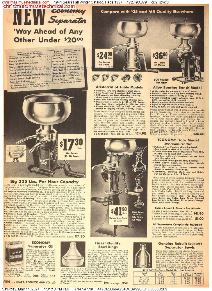 1941 Sears Fall Winter Catalog, Page 1337