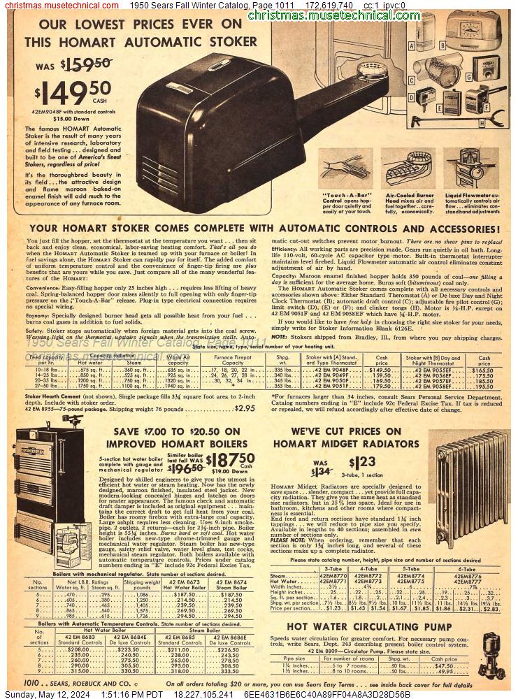 1950 Sears Fall Winter Catalog, Page 1011