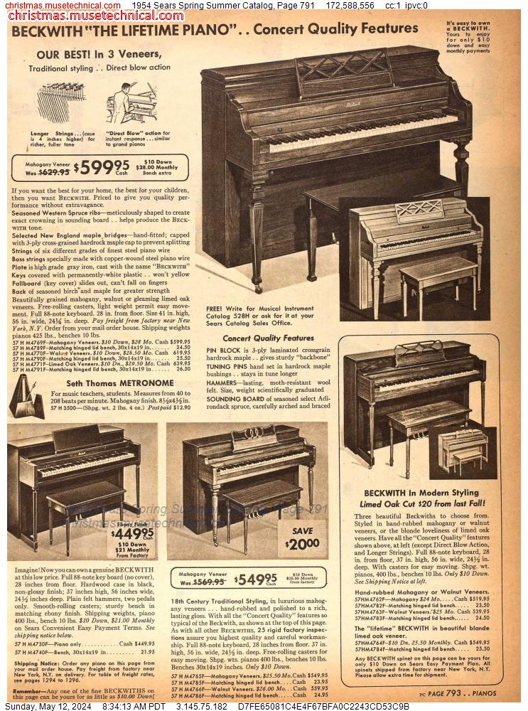 1954 Sears Spring Summer Catalog, Page 791