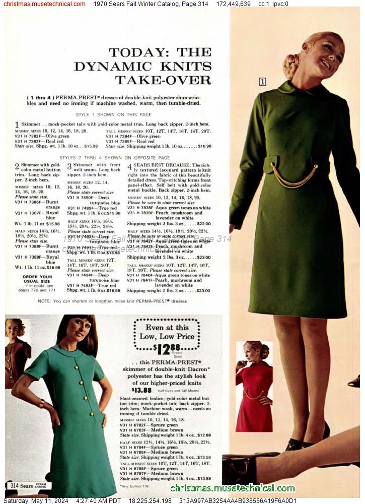 1970 Sears Fall Winter Catalog, Page 314