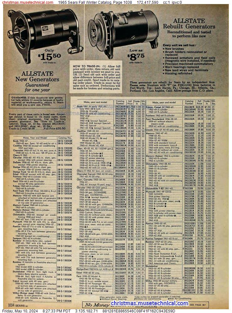 1965 Sears Fall Winter Catalog, Page 1038