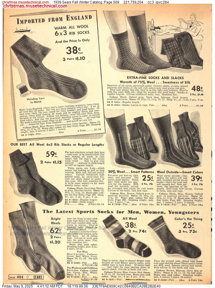 1939 Sears Fall Winter Catalog, Page 509