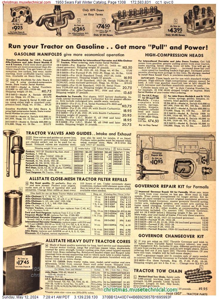 1950 Sears Fall Winter Catalog, Page 1308