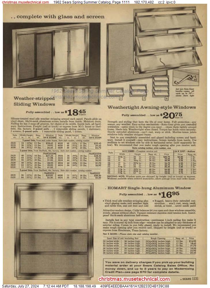 1962 Sears Spring Summer Catalog, Page 1111