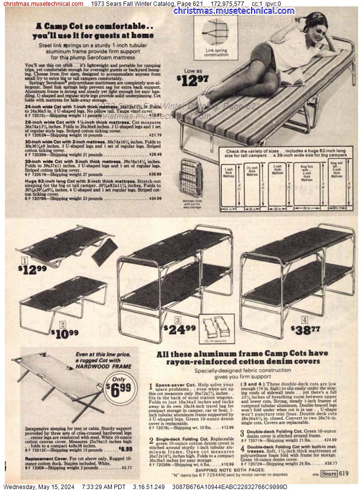 1973 Sears Fall Winter Catalog, Page 621