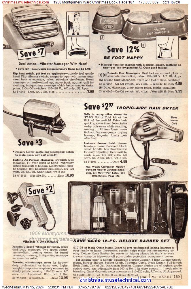 1958 Montgomery Ward Christmas Book, Page 187