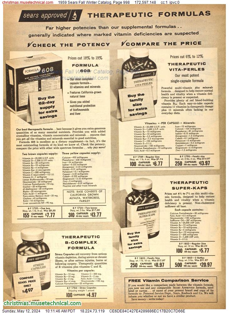 1959 Sears Fall Winter Catalog, Page 998