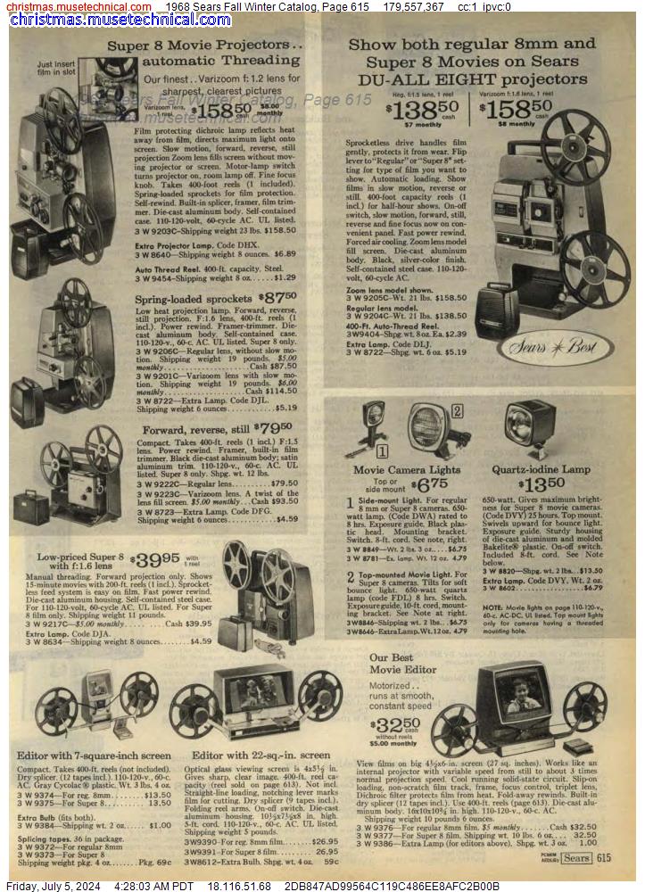 1968 Sears Fall Winter Catalog, Page 615